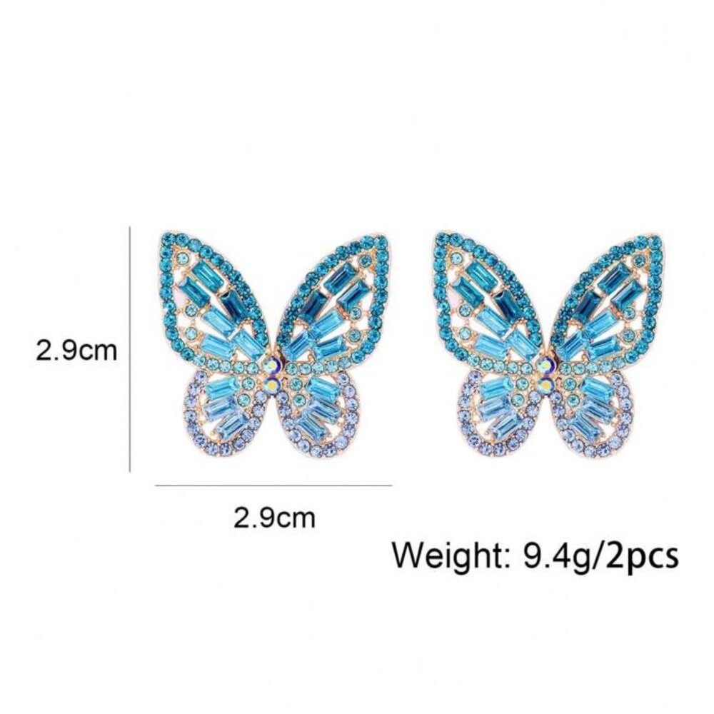 Women Rhinestone Butterfly Decor Stud Earring - Picture 5 of 5